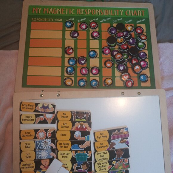 Melissa & Doug Deluxe Wooden Magnetic Responsibility Chart Pre Owned - Picture 1 of 6